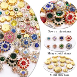 8mm-12mm Sunflower Sewing Claw Rhinestones Crystals Glass Beads Buttons Stones Sew On Rhinestone for Clothes Sewing Accessories