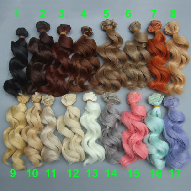 1pcs 15 Cm High Temperature Heat Resistant Doll Hair for 1/3 1/4 1/6 BJD Diy Curly Doll Wigs