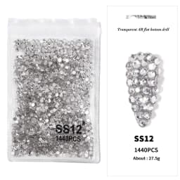 AB/Clear 1 Bag Nail Rhinestones Sizes SS3-SS12 1440 pcs Nail Art Decoration Flatback Glass Stones Shiny Gems DIY Gems