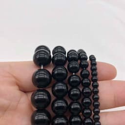 Smooth Black Agates Natural Stone Beads for Jewelry Making Diy Bracelet Necklace 15inches Round Onyx Loose Beads 4 6 8 10 12mm