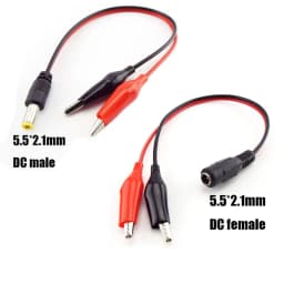 DC Male Female Jack Connector Alligator Clips Crocodile Wire 12V Power Cable To 2 Alligator Clip Connected Voltage 5.5*2.1mm