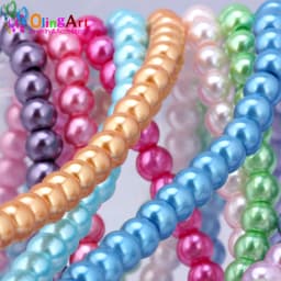 OlingArt 4MM/6MM/8MM 50PCS Round Multicolor Glass Imitation Pearl DIY Earrings Bracelet Necklace Jewelry Making