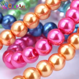 OlingArt 4MM/6MM/8MM 50PCS Round Multicolor Glass Imitation Pearl DIY Earrings Bracelet Necklace Jewelry Making