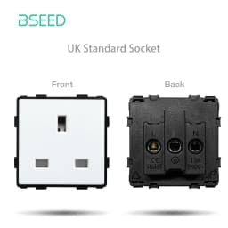 BSEED EU Standard Button Switch Part HDMI USB TV Internet Type-C Socket Function Parts With Glass Frame DIY Home Improvement