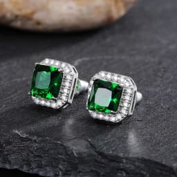 Huitan Gorgeous Green Cubic Zirconia Stud Earrings for Women Noble Wedding Party Earring Nice Birthday Gift Lady Fashion Jewelry