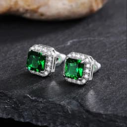 Huitan Gorgeous Green Cubic Zirconia Stud Earrings for Women Noble Wedding Party Earring Nice Birthday Gift Lady Fashion Jewelry