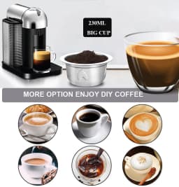 2 IN 1Reusable Vertuo Coffee Capsule Steel Stainless Metal for Nespresso Vertuoline Plus Machine Cream Coffee Filter