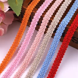 12mm Lace Trimming Ribbon Polyester Centipede Braided Lace Sewing Clothes Accessories Curve Lace DIY Craft Wedding Decor 2/5yard
