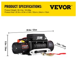 SucceBuy 13500LBS 12V Electric Winch Synthetic Tow Rope Car Winch 28M Lifting Hoist for 4X4 Car Trailer ATV Truck Off Road Boat