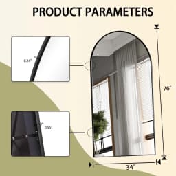 Arch Mirror Full Length, Floor Length Mirror, 76"x34" Wall Mirror Full Length, Oversized Floor Mirror, Aluminum Alloy Frame