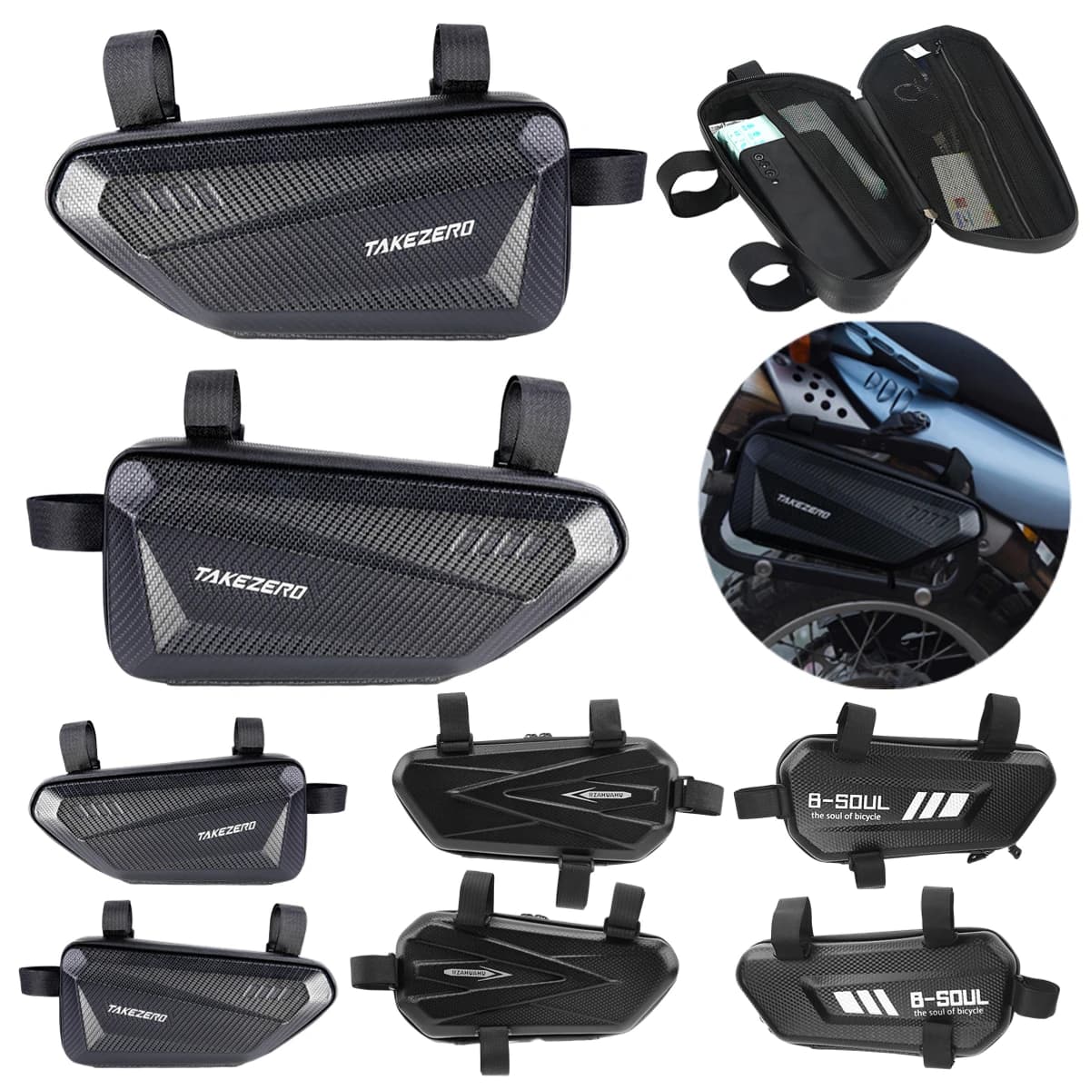 Motorcycle Side Bags Waterproof EVA Hard Shell Electric Bike Hanging Bag Mountain Bike Triangle Pouch Bag Motorcycle Saddle Bag