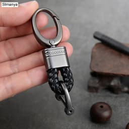 New Hand-Woven Leather Car Key Ring Men Women Rope Key Chain Waist Keychains Charm Metal Key Holder Gift Jewelry