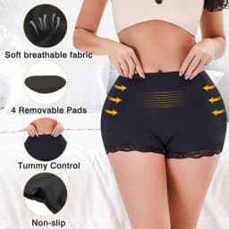 LILVIGOR Padded Underwear for Women Butt Lifter Seamless Booty Pads Butt Enhancer Panties Lace Shapewear Boyshorts