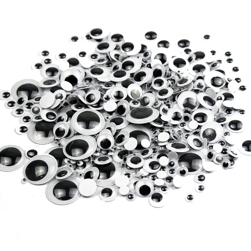 DIY Wiggly Googly Eyes Black White Self-Adhesive Doll Eye Movable Simulation Animal Eyeball Kindergarten Children Craft Supplies