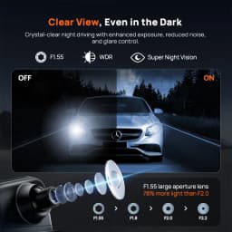 70mai Rearview Dash Cam S410 9.35" Mirror Display Front 2K Rear 1080P F1.55 Aperture Supercapacitor 24/7 Protection 70mai S410