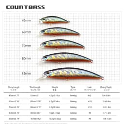 COUNTBASS Sinking Minnow 45mm 60mm 70mm 80mm 95mm Hard Baits Fishing Lures Wobblers Crankbaits Perch Leurre Angler’s Lure