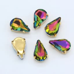 5x8mm 6x10mm 8x13mm 24-Colors Sew on Flat Water Drops Teardrop Crystal Rhinestones With Gold Claw Button Wedding Dress Bags Diy