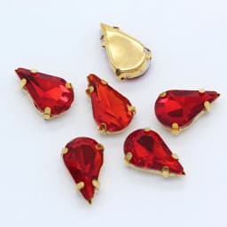 5x8mm 6x10mm 8x13mm 24-Colors Sew on Flat Water Drops Teardrop Crystal Rhinestones With Gold Claw Button Wedding Dress Bags Diy