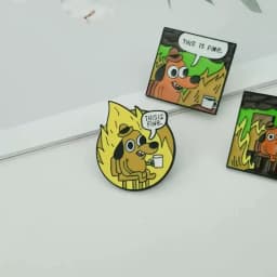 THIS IS FINE Enamel Pins Custom Cartoon Dog Brooches Lapel Pin Shirt Bag Funny Animal Badge Jewelry Gift Fans Friends
