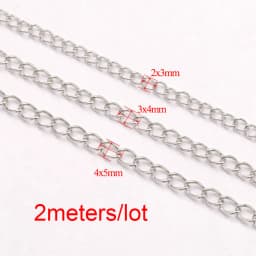 2meters Stainless Steel Extension Chain 2/3/4mm Gold Necklace Chains for Bracelet DIY Chain Accessories Jewelry Making Crafts