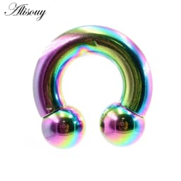 Alisouy 1pc Big Large Size Captive Bead Nose Ring Ear Plug Expander Guauge Male Genital BCR Hoop Earring Piercing Body Jewelry
