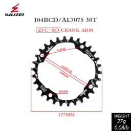 WUZEI 104BCD Round Shape Chainrings 30T 32T 34T 36T 38T 40T 42T 44T 46T 48T 50T 52T Narrow Wide Chain Wheel MTB Bicycle Parts