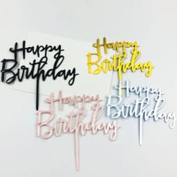 Gold Silver Happy Birthday Cake Toppers Acrylic Classic Birthday Cupcake Topper Dessert Decoration For Baby Shower Cake Supplies