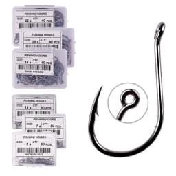 50pcs / 20pcs / Box Circle Carp Eyed Fishing Hook Size 2-22# Ring Eye Japan Fishhooks Fishing Hooks Single Jig Fish Hook Tackle