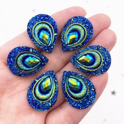 20pcs 18*25mm Drop AB Black Resin Peacock eye Flatback Rhinestone Ornament applique wedding DIY Scrapbook