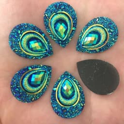 20pcs 18*25mm Drop AB Black Resin Peacock eye Flatback Rhinestone Ornament applique wedding DIY Scrapbook