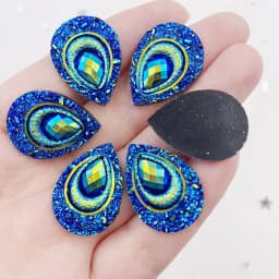 20pcs 18*25mm Drop AB Black Resin Peacock eye Flatback Rhinestone Ornament applique wedding DIY Scrapbook