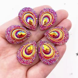 20pcs 18*25mm Drop AB Black Resin Peacock eye Flatback Rhinestone Ornament applique wedding DIY Scrapbook