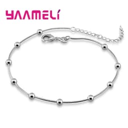 Trendy Women Foot Chains Adjustable Mujer Charm 925 Sterling Silver Anklets Bohemia Jewelry Summer Holiday Design