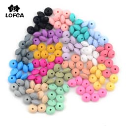 LOFCA 20pcs Silicone Lentil Beads 12mm BPA Free DIY For Silicone Jewelry Bracelet Necklace Accessories For Making Bracelets