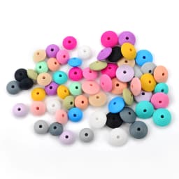 LOFCA 20pcs Silicone Lentil Beads 12mm BPA Free DIY For Silicone Jewelry Bracelet Necklace Accessories For Making Bracelets