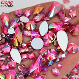 18g Mixed Bag About 300pcs Crystal Clear AB 3D Nail Art Rhinestones DIY Non Hotfix Flatback Acrylic Stones For Face Decorations