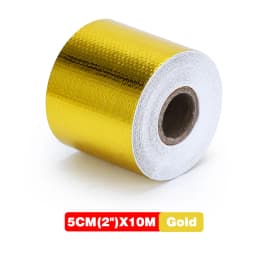 A Gold 2'' Thermal Exhaust Tape Air Intake Heat Insulation Shield Wrap Reflective Heat Barrier Self Adhesive Engine 2 Inch 5/10M
