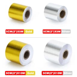 A Gold 2'' Thermal Exhaust Tape Air Intake Heat Insulation Shield Wrap Reflective Heat Barrier Self Adhesive Engine 2 Inch 5/10M