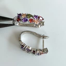 Wholesale Slver Color Luxury 925 Sterling Silver Earrings Flash Colorful CZ Zircon Ear Studs Earrings Women Cheap Brincos