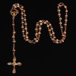 4mm stainless steel bead necklace, vintage gold rosary small necklace, female necklace Jesus cross necklace.