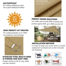 5x5x5/2x2x2M Waterproof Sun Shelter Triangle Sunshade Protection Outdoor Canopy Garden Patio Pool Shade Sail Awning Shade Cloth