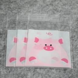 100pcs Cookie Candy Bag Cute Cartoon Self-adhesive Plastic Packing Bag For Biscuit Gift Food Packing, Baking Package