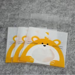 100pcs Cookie Candy Bag Cute Cartoon Self-adhesive Plastic Packing Bag For Biscuit Gift Food Packing, Baking Package