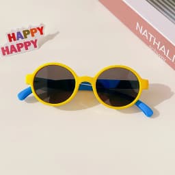 New Children Cute Checker Panel Color Round UV400 Sunglasses Baby Girls Outdoor Sun Protection Sunglasses Kid Sun Glasses