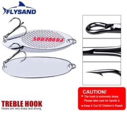 FLYSAND Hard Bait Silver Spoon Jigging Lure Metal Treble Hook Casting Blade Spinner Trolling Spoons Stainless Sheel Spinner Bait