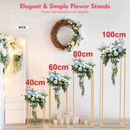 4Pcs Wedding Flower Stand Set, Gold Metal Column Rack Floor Geometric Display Stand Wedding Centerpieces Party Prop Decor Holder