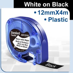 91200 91331 Compatible for Dymo Letra Tag Plastic Tape 12mm*4m Black on White LT 91331 12267 LT 91201 12267 for LT-100H LT-100