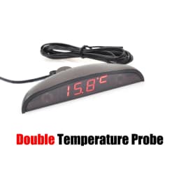 White Red Blue Green 12-24V Moon Type Thermometer Voltmeter Clock LED Display Car Dashboard Clock Dual Temperature Sensor