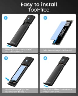 ORICO M.2 SATA NGFF SSD Enclosure USB 3.1 Type C 5Gbps External Solid State Enclosure Adapter for 2280/2260/2242/2230 SSD 4TB