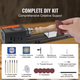 SucceBuy Mini Wood Lathe Machine 2.76inx6.3in 24VDC 96W Machine Accessories 7 Speed s for DIY Woodworking Wood Drill Rotary Tool